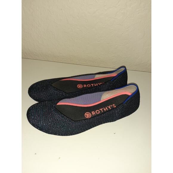 Rothy's The Flat Navy Blue Metallic Knit Ballet Flats Comfort size 8.5 EUC - Picture 4 of 10